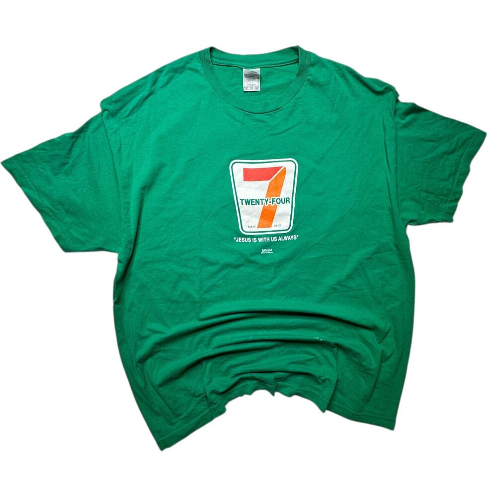 Vintage 2003 Kerusso 7/11 Gas Station 24/7 Jesus Rare Religion T-shirt Size 2XL